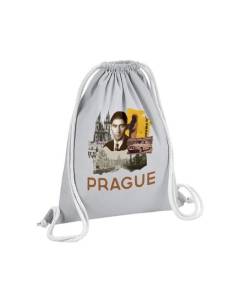 Sac de Gym en Coton Gris Prague Vintage Voyage Tchéquie Carte Postale 12 Litres