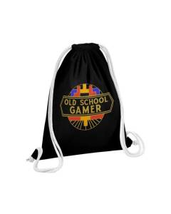 Sac de Gym en Coton Noir Old School Gamer Jeu Vidéo Style Vintage 12 Litres