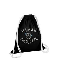 Sac de Gym en Coton Noir Maman Chouette Famille Mignon Animal 12 Litres