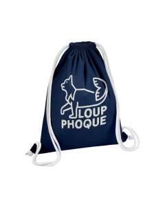 Sac de Gym en Coton Bleu Loup-phoque Humour Animaux Loufoque Jeu de Mot 12 Litres