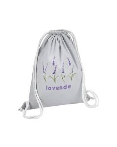Sac de Gym en Coton Gris Lavende Provence Fleurs Minimaliste Chic Amour 12 Litres