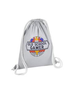 Sac de Gym en Coton Gris Old School Gamer Jeu Vidéo Style Vintage 12 Litres