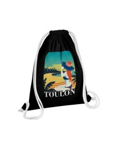 Sac de Gym en Coton Noir Toulon Plage Soleil Ville France Eté 12 Litres