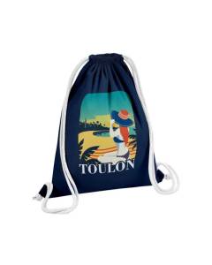 Sac de Gym en Coton Bleu Toulon Plage Soleil Ville France Eté 12 Litres