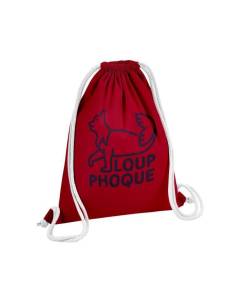 Sac de Gym en Coton Rouge Loup-phoque Humour Animaux Loufoque Jeu de Mot 12 Litres