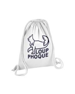 Sac de Gym en Coton Blanc Loup-phoque Humour Animaux Loufoque Jeu de Mot 12 Litres