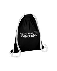 Sac de Gym en Coton Noir Appelle-moi Princesse Femme Reine 12 Litres