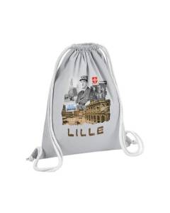 Sac de Gym en Coton Gris Lille Collage Ville France Nord Histoire 12 Litres