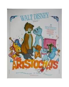 LES ARISTOCHATS Affiche Cinéma Originale Roulée Petit format 53x40cm Movie Poster Walt Disney Retirage