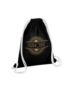 Sac de Gym en Coton Noir Française Art Déco Chic Luxe Vintage France 12 Litres