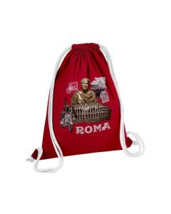 Sac de Gym en Coton Rouge Roma Vintage Rome Voyage Histoire Tourisme 12 Litres