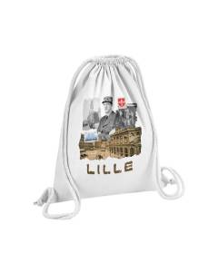 Sac de Gym en Coton Blanc Lille Collage Ville France Nord Histoire 12 Litres