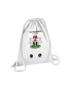 Sac de Gym en Coton Blanc Le Nigeria M'Appelle Emblème Afrique Culture 12 Litres