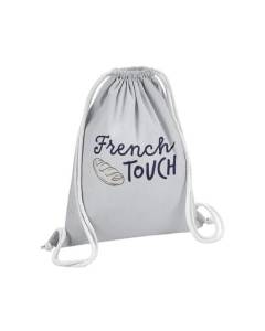 Sac de Gym en Coton Gris French Touch Française Cliché Baguette 12 Litres