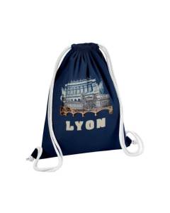 Sac de Gym en Coton Bleu Lyon Collage France Ville Est Culture 12 Litres