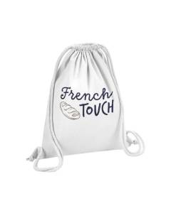 Sac de Gym en Coton Blanc French Touch Française Cliché Baguette 12 Litres