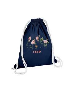 Sac de Gym en Coton Bleu Rose Fleurs Minimaliste Chic Amour 12 Litres