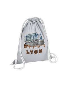 Sac de Gym en Coton Gris Lyon Collage France Ville Est Culture 12 Litres