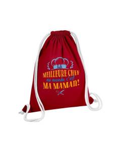 Sac de Gym en Coton Rouge La Meilleure Chef au Monde c'est ma Maman 12 Litres