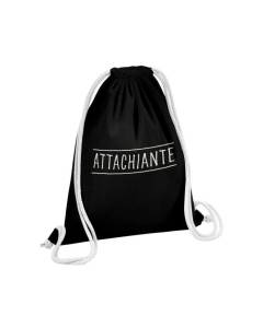 Sac de Gym en Coton Noir Attachiante Femme Attachante Chiante Jeu de Mot 12 Litres