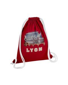 Sac de Gym en Coton Rouge Lyon Collage France Ville Est Culture 12 Litres