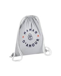 Sac de Gym en Coton Gris Maman d'Amour Mère Enfant Fils Fille 12 Litres