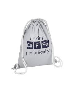 Sac de Gym en Coton Gris I Drink Coffee Periodically Tableau Périodique Sciences Café 12 Litres