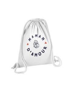 Sac de Gym en Coton Blanc Maman d'Amour Mère Enfant Fils Fille 12 Litres