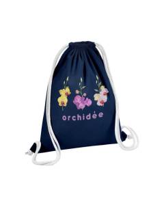 Sac de Gym en Coton Bleu Orchidée Fleurs Minimaliste Aquarelle Chic Jardin Amour 12 Litres