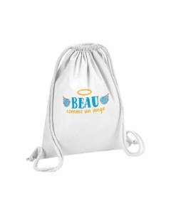 Sac de Gym en Coton Blanc Beau Comme un Ange Garçon Mignon 12 Litres