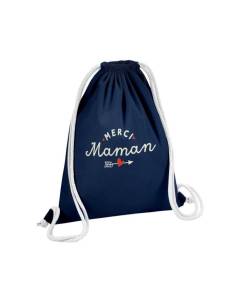 Sac de Gym en Coton Bleu Merci Maman Mère Amour Coeur Reconnaissance 12 Litres