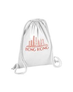 Sac de Gym en Coton Blanc Hong Kong Minimalist Asie Voyage Architecture 12 Litres