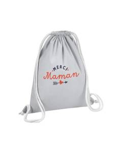 Sac de Gym en Coton Gris Merci Maman Mère Amour Coeur Reconnaissance 12 Litres