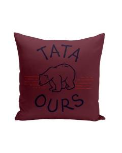 Coussin Rouge 40x40 cm Tata Ours Famille Polaire Animal Tante Cadeau