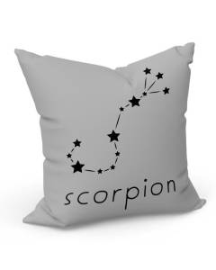 Coussin Gris Scorpion Etoile Signe Astrologie Constellation Minimaliste (40x40cm)