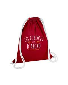 Sac de Gym en Coton Rouge Les Copines d'Abord Amies Potes 12 Litres