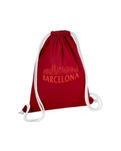 Sac de Gym en Coton Rouge Barcelona Minimalist Espagne Barcelone Voyage 12 Litres