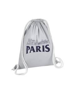 Sac de Gym en Coton Gris Paris Minimalist France Ville Tour Eiffel Louvre 12 Litres