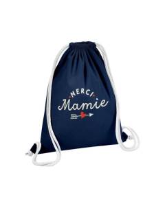 Sac de Gym en Coton Bleu Merci Mamie Amour Coeur Grand-Mère 12 Litres
