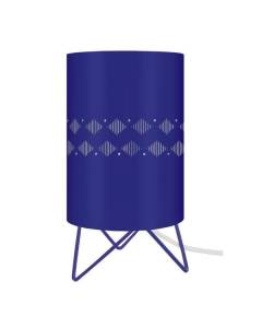 IKAT DIAMANTES LIGNES-Lampe de chevet trépied métal  bleu marine Abat-jour: cylindre métal bleu marine 1 ampoule E27 design P16xD16x