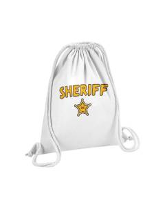 Sac de Gym en Coton Blanc Sheriff Etoile Police Far West BD 12 Litres