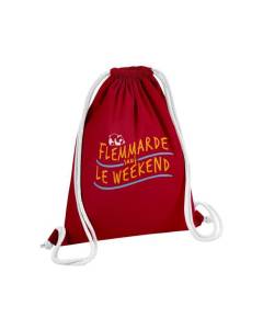 Sac de Gym en Coton Rouge Flemmarde sauf le Week-end Fun Ennui Travail Ecole 12 Litres