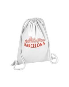 Sac de Gym en Coton Blanc Barcelona Minimalist Espagne Barcelone Voyage 12 Litres