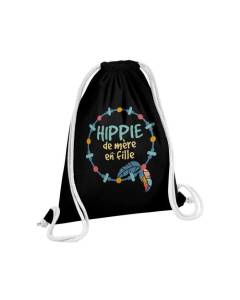 Sac de Gym en Coton Noir Hippie de Mère en Fille Bohémien Famille Maman 12 Litres