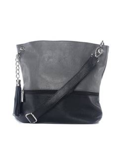 OH MY BAG Sac à main femme en cuir porté épaule gris&noir 30x24x10 cm à la mode tendance