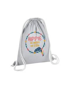 Sac de Gym en Coton Gris Hippie de Mère en Fille Bohémien Famille Maman 12 Litres