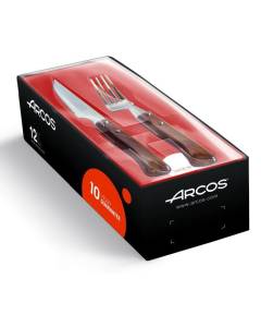 Ensemble de couteaux et fourchettes Arcos 377700 monobloc d'une pièce d'acier inoxydable, lame de 11 cm et mango bois comprimé dans
