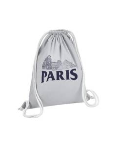 Sac de Gym en Coton Gris Paris Minimalist Louvre France Ville 12 Litres