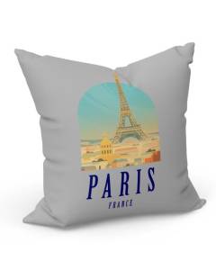 Housse de coussin Gris Paris France Illustration Voyage Tour Eiffel Decouverte (40x40cm)