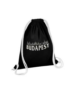 Sac de Gym en Coton Noir Budapest Minimalist Voyage Hongrie Tourisme 12 Litres
